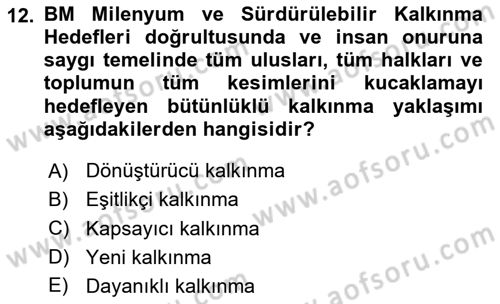 Afet Yönetimi 2 Dersi 2023 - 2024 Yılı Yaz Okulu Sınav Soruları 12. Soru