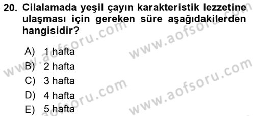 İçecek Bilgisi Dersi 2018 - 2019 Yılı (Vize) Ara Sınav Soruları 20. Soru