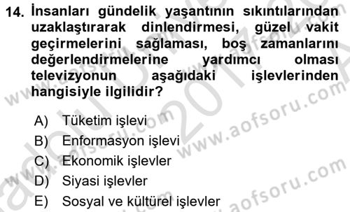 Gastronomi Ve Medya Dersi 2017 - 2018 Yılı (Vize) Ara Sınav Soruları 14. Soru