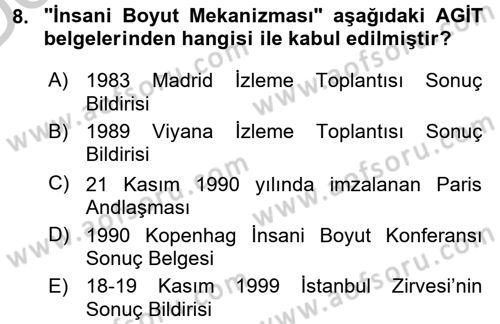 İnsan Hakları Ve Kamu Özgürlükleri Dersi 2016 - 2017 Yılı 3 Ders Sınav Soruları 8. Soru