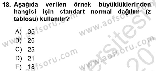 Veri Analizi Ve Değerlendirme Dersi 2023 - 2024 Yılı (Vize) Ara Sınav Soruları 18. Soru