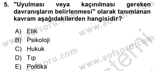 Gastronominin Temelleri Dersi 2023 - 2024 Yılı Yaz Okulu Sınav Soruları 5. Soru