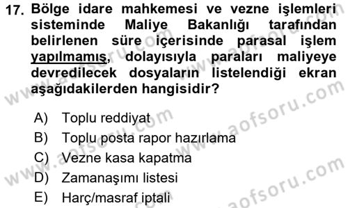 Ulusal Yargı Ağı Projesi 2 Dersi 2015 - 2016 Yılı (Final) Dönem Sonu Sınav Soruları 17. Soru