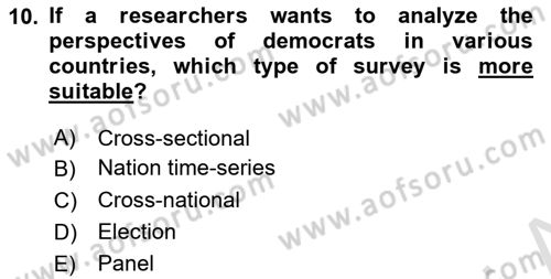 Research Methods Dersi 2021 - 2022 Yılı Yaz Okulu Sınav Soruları 10. Soru