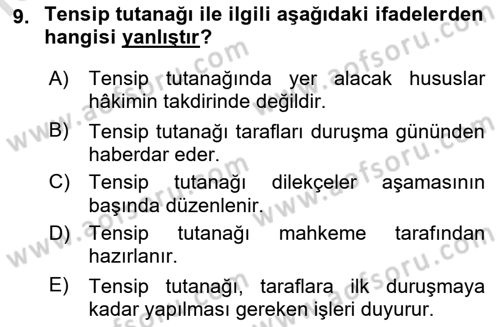 Hukuk Dili Ve Adli Yazışmalar Dersi 2021 - 2022 Yılı Yaz Okulu Sınav Soruları 9. Soru