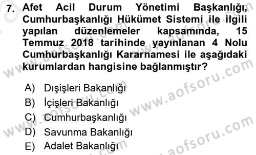 Arama Kurtarma Bilgisi ve Etik Değerler Dersi 2018 - 2019 Yılı (Vize) Ara Sınav Soruları 7. Soru