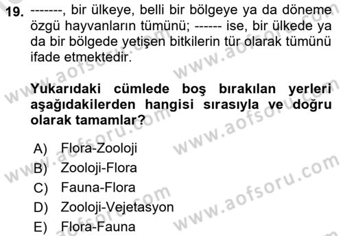 Gastronominin Temelleri Dersi 2024 - 2025 Yılı Yaz Okulu Sınav Soruları 19. Soru