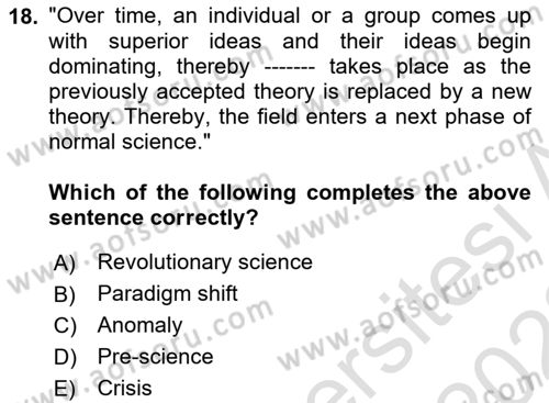 Research Methods Dersi 2021 - 2022 Yılı Yaz Okulu Sınav Soruları 18. Soru