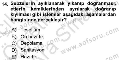 Menü Yönetimi Dersi 2021 - 2022 Yılı (Vize) Ara Sınav Soruları 14. Soru