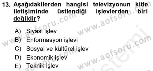 Gastronomi Ve Medya Dersi 2018 - 2019 Yılı (Vize) Ara Sınav Soruları 13. Soru