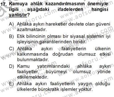 Adalet Meslek Etiği Dersi 2014 - 2015 Yılı (Vize) Ara Sınav Soruları 17. Soru