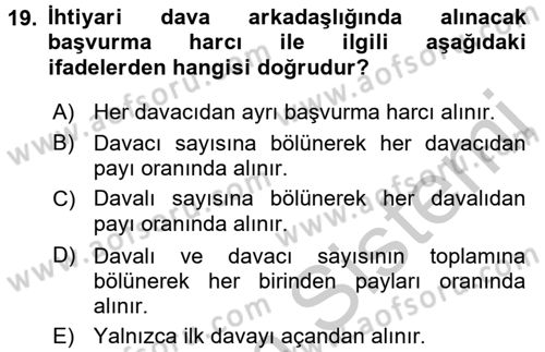 Damga Vergisi Ve Harçlar Bilgisi Dersi 2016 - 2017 Yılı (Vize) Ara Sınav Soruları 19. Soru