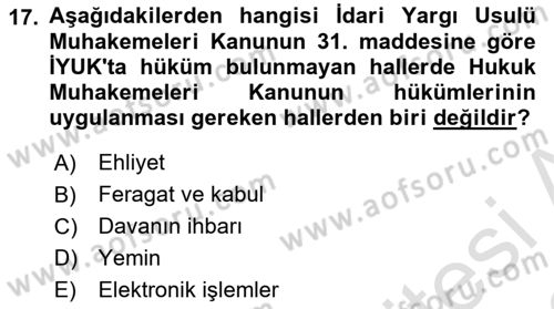Mesleki Bilgisayar Ve Uyap Dersi 2021 - 2022 Yılı (Final) Dönem Sonu Sınav Soruları 17. Soru