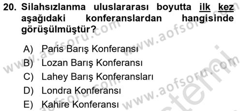 Kbrn Savunma Ve Güvenlik Dersi 2020 - 2021 Yılı Yaz Okulu Sınav Soruları 20. Soru