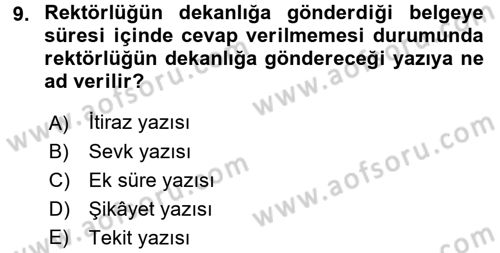 Hukuk Dili Ve Adli Yazışmalar Dersi 2017 - 2018 Yılı (Vize) Ara Sınav Soruları 9. Soru