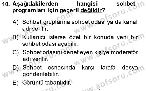 Büro Teknolojileri Dersi 2014 - 2015 Yılı Tek Ders Sınav Soruları 10. Soru