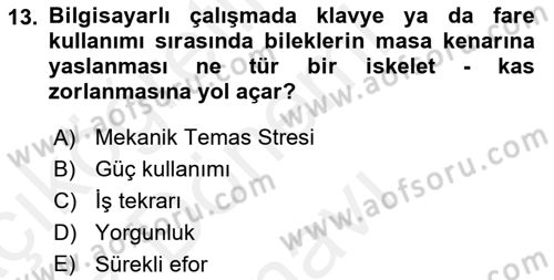 Büro Teknolojileri Dersi 2018 - 2019 Yılı (Final) Dönem Sonu Sınav Soruları 13. Soru
