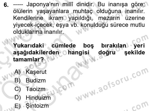 Gastronominin Temelleri Dersi 2024 - 2025 Yılı Yaz Okulu Sınav Soruları 6. Soru
