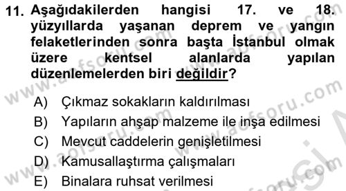 Kent, Planlama ve Afet Risk Yönetimi Dersi 2022 - 2023 Yılı Yaz Okulu Sınav Soruları 11. Soru