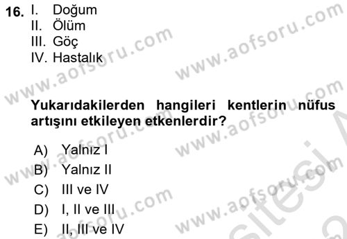 Afet Risk Azaltma Politikaları Dersi 2023 - 2024 Yılı (Vize) Ara Sınav Soruları 16. Soru