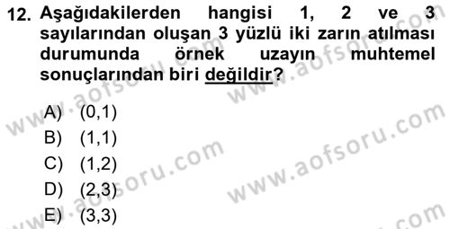 Veri Analizi Ve Değerlendirme Dersi 2023 - 2024 Yılı (Vize) Ara Sınav Soruları 12. Soru