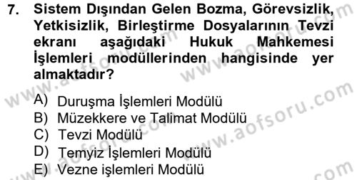 Ulusal Yargı Ağı Projesi 2 Dersi 2013 - 2014 Yılı Tek Ders Sınav Soruları 7. Soru