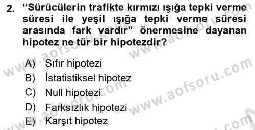 Sosyal Bilimlerde Araştırma Yöntemleri Dersi 2022 - 2023 Yılı Yaz Okulu Sınav Soruları 2. Soru