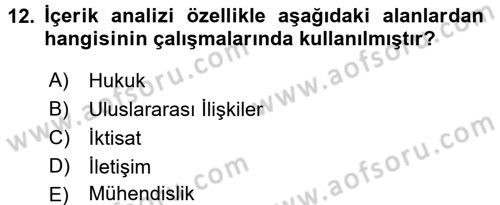 Uluslararası İlişkilerde Araştırma Yöntemleri Dersi 2016 - 2017 Yılı (Final) Dönem Sonu Sınav Soruları 12. Soru