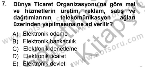 Büro Teknolojileri Dersi 2012 - 2013 Yılı (Vize) Ara Sınav Soruları 7. Soru