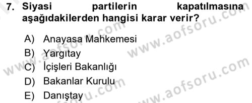 İdari Yargı Dersi 2017 - 2018 Yılı (Vize) Ara Sınav Soruları 7. Soru