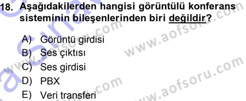 Büro Teknolojileri Dersi 2015 - 2016 Yılı (Vize) Ara Sınav Soruları 18. Soru