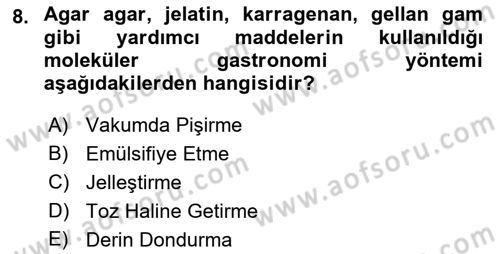 Gastronomi Ve Sürdürülebilirlik Dersi 2021 - 2022 Yılı Yaz Okulu Sınav Soruları 8. Soru