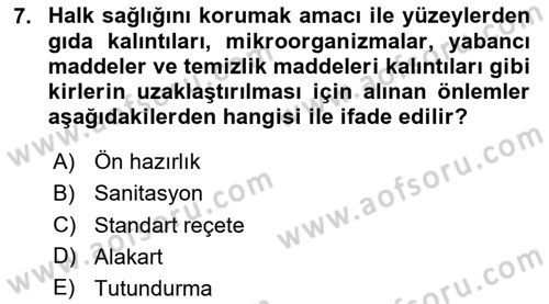 Menü Yönetimi Dersi 2020 - 2021 Yılı Yaz Okulu Sınav Soruları 7. Soru