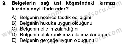 Kalem Mevzuatı Dersi 2014 - 2015 Yılı (Vize) Ara Sınav Soruları 9. Soru