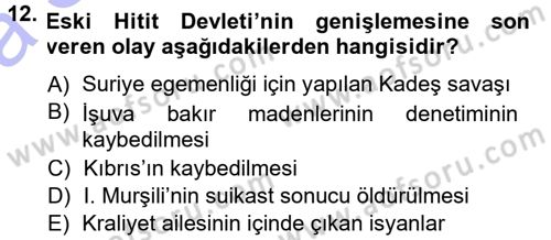Anadolu Arkeolojisi Dersi 2014 - 2015 Yılı (Vize) Ara Sınav Soruları 12. Soru
