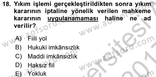 İdari Yargı Dersi 2016 - 2017 Yılı 3 Ders Sınav Soruları 18. Soru