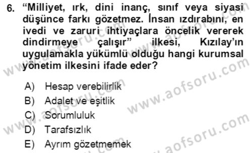 Afet Risk Azaltma Politikaları Dersi 2021 - 2022 Yılı (Vize) Ara Sınav Soruları 6. Soru