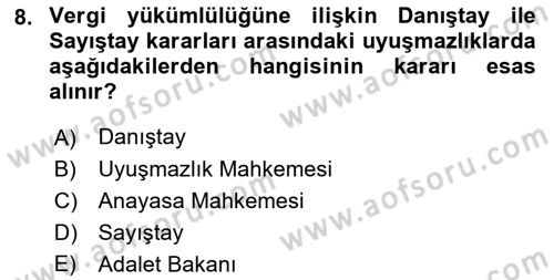 İdari Yargı Dersi 2021 - 2022 Yılı (Vize) Ara Sınav Soruları 8. Soru