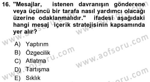Acil Durum ve Afet Farkındalık Eğitimi Dersi 2022 - 2023 Yılı (Vize) Ara Sınav Soruları 16. Soru