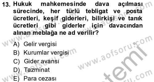 Kalem Mevzuatı Dersi 2014 - 2015 Yılı (Final) Dönem Sonu Sınav Soruları 13. Soru