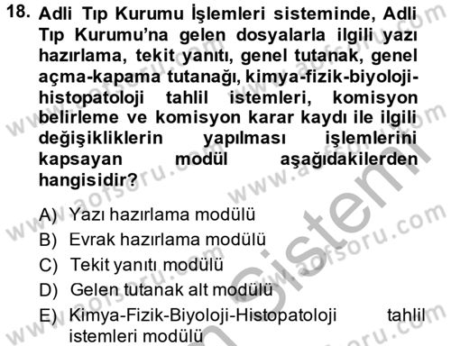 Ulusal Yargı Ağı Projesi 2 Dersi 2013 - 2014 Yılı (Final) Dönem Sonu Sınav Soruları 18. Soru