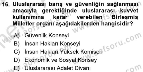 İnsan Hakları Ve Kamu Özgürlükleri Dersi 2023 - 2024 Yılı (Vize) Ara Sınav Soruları 16. Soru