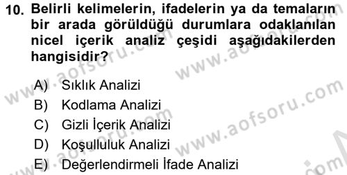 Uluslararası İlişkilerde Araştırma Yöntemleri Dersi 2016 - 2017 Yılı (Final) Dönem Sonu Sınav Soruları 10. Soru