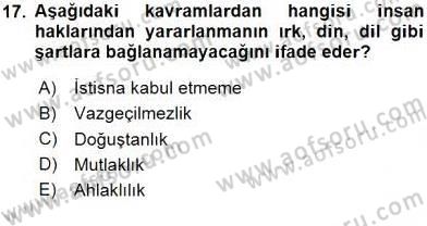 Adalet Meslek Etiği Dersi 2016 - 2017 Yılı (Vize) Ara Sınav Soruları 17. Soru