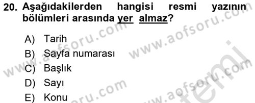 Kalem Mevzuatı Dersi 2016 - 2017 Yılı (Final) Dönem Sonu Sınav Soruları 20. Soru