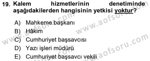 Kalem Mevzuatı Dersi 2015 - 2016 Yılı (Final) Dönem Sonu Sınav Soruları 19. Soru