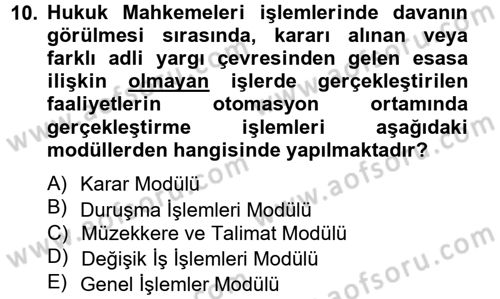 Ulusal Yargı Ağı Projesi 2 Dersi 2013 - 2014 Yılı Tek Ders Sınav Soruları 10. Soru
