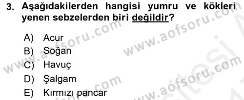 Gıda Coğrafyası Dersi 2016 - 2017 Yılı (Final) Dönem Sonu Sınav Soruları 3. Soru