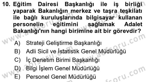 Mesleki Bilgisayar Ve Uyap Dersi 2024 - 2025 Yılı (Vize) Ara Sınav Soruları 10. Soru