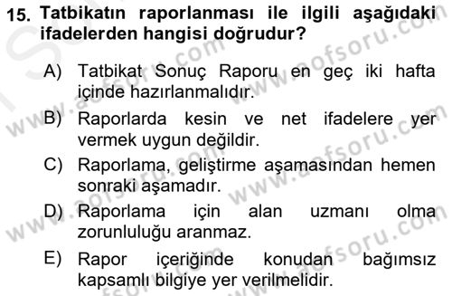 Afet Senaryosu ve Tatbikatlar Dersi 2018 - 2019 Yılı (Final) Dönem Sonu Sınav Soruları 15. Soru